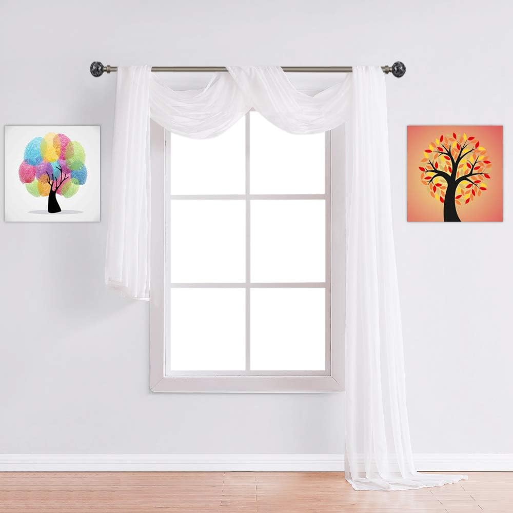 Warm Home Designs 55 x 288 White Sheer Window Scarf. AM White 288"