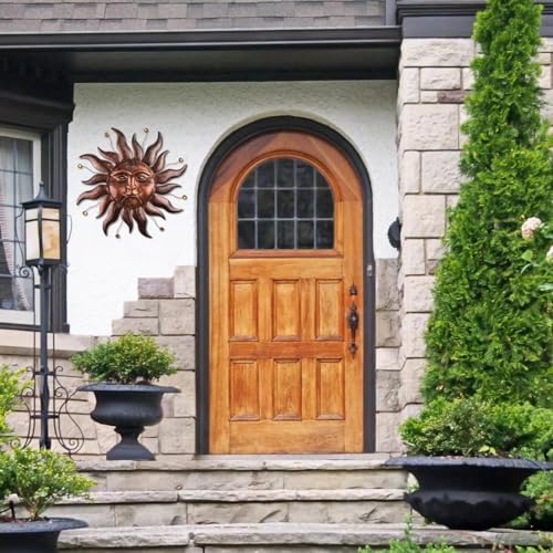 Metal Wall Art Decor Outdoor Inside with Sun Face, 26 Inch Large Outside Sun ...