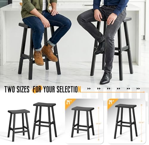 24-Inch Bar Stools (Set of 4) – Recycled Resin Counter Height Stools for Kitc...