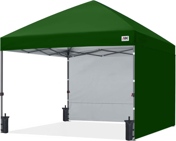 ABCCANOPY 10x10 Pop Up Canopy, 2 Sidewalls, All-Weather Shade, Olive Green