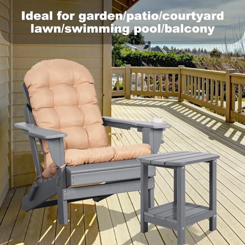 Adirondack Outdoor Side Table, 16.5” HDPE Small Patio Table with Storage Shel...