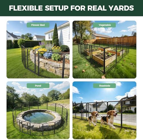FXW No Dig Garden Fence, Outdoor for Yard, 32in(H) x 36.4ft(L), 16 Panels