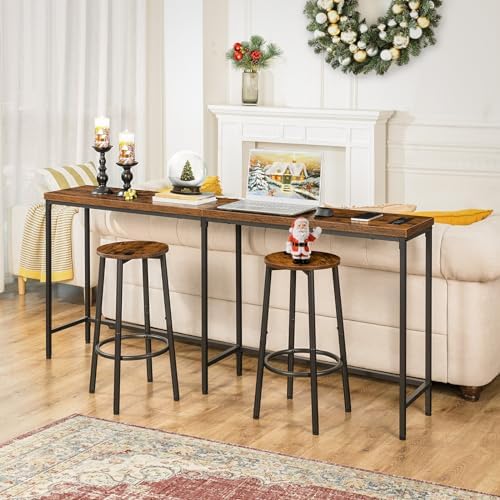 HOOBRO Bar Stools, Set of 2 Bar Chairs, Kitchen Round Height Stools with Foot...