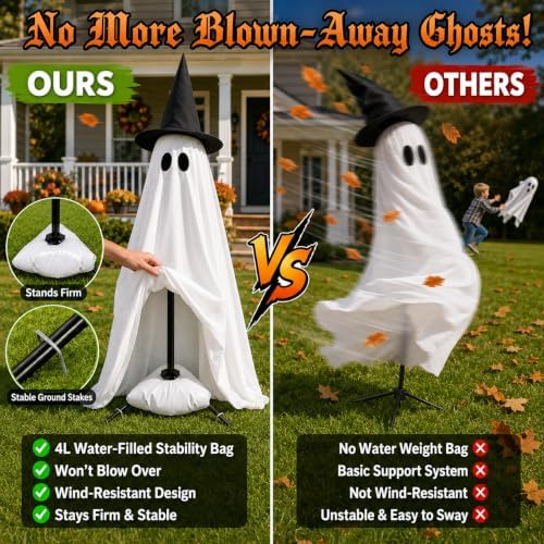 Halloween Ghost Decorations Indoor, 2 Packs Light Up Ghosts with Remote