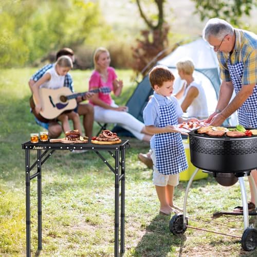 Anbte 2 ft Folding Grill Table, Aluminum Camping Table 3 Heights Max 27.5"