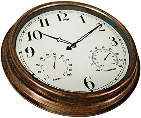 16 Inch Large Outdoor Wall Clock,Waterproof Vintage Non-Ticking Clock with Th...