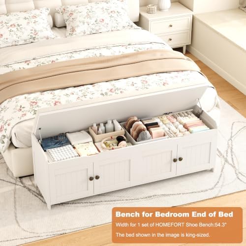 HOMEFORT 54.4" Shoe Bench with Lift Top Storage, Entryway Bench with Cus...