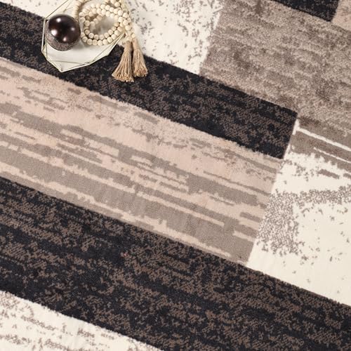 SUPERIOR Rockwood Modern Geometric Indoor Area Rug, 12'x18', A Chocolate