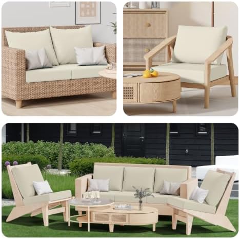8Pcs Outdoor Cushion Covers, Stretch Patio Furniture Couch Chair Slipcovers