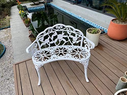 Patio Balcony Bench Double Seat, Anti-Rust Cast Aluminum Patio Garden Bench f...