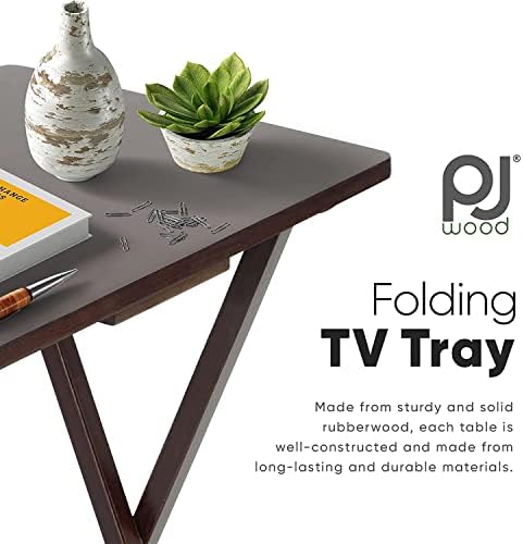 PJ Wood - Folding TV Tray Set of 2 - Espresso Wood Tables