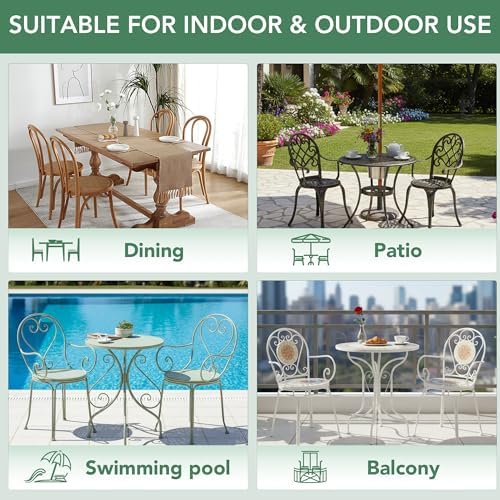 Summsun Outdoor Bistro Chair Cushions Set of 2, 15" D x 3" H Round ...