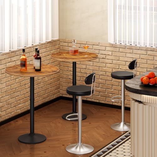 HOOBRO Round Bar Table, 35" Tall Pub Table, Cocktail Table with Base for...