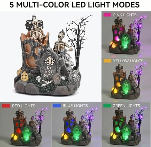 Valery Madelyn Halloween Decorations, Lighted Halloween Village with Music an...