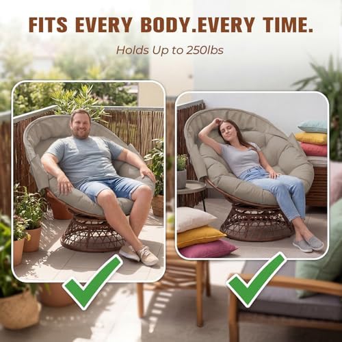 GTPLAYER Outdoor Wicker Egg Chair PE Rattan Chair with Cushion, Oversized Pat...