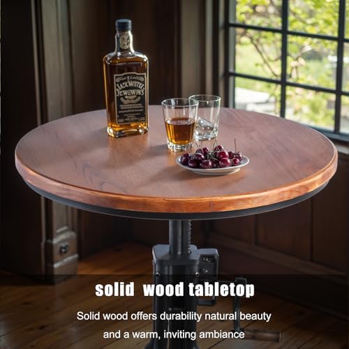 LOKKHAN 33.5-39.4 Inch Tall Industrial Bar Table-Adjustable Bar Height Bistro...