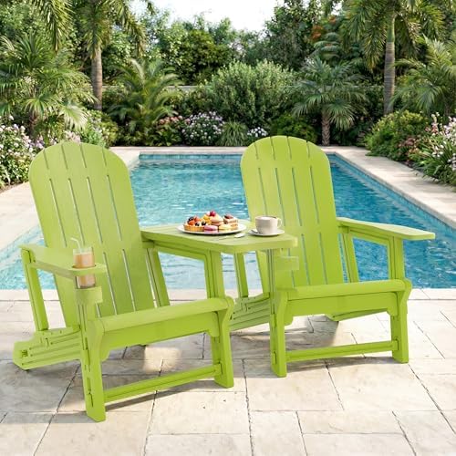 Shintenchi Adirondack Chairs Set of 2,HDPE Adirondack Chairs w/Removable Tabl...