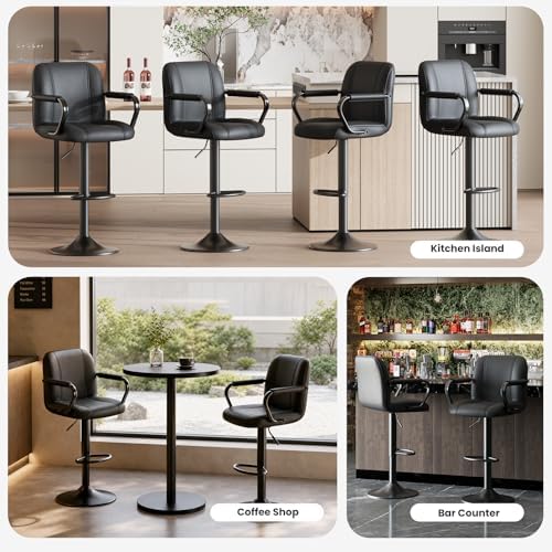 MALOL 3 Piece Bar Stool Set - Swivel High Chairs for Kitchen Island, Modern B...