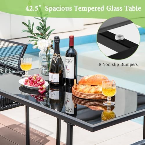 Tangkula 3 Pieces Outdoor Dining Set, PE Rattan Patio Furniture Set with Fold...