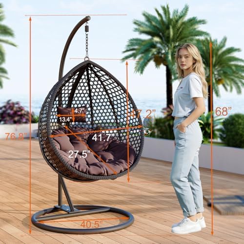 Egg Swing Chair Outdoor with Stand, Indoor Hanging Egg Chair