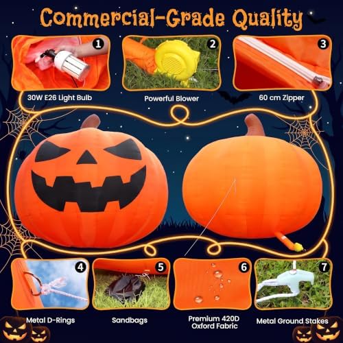 20FT Giant Inflatable Pumpkin Lighted Outdoor Halloween Decor