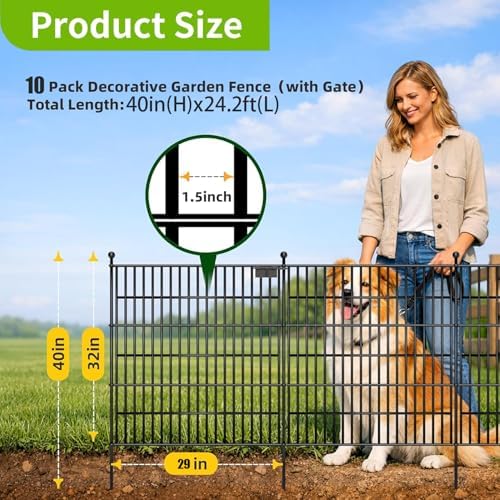 10 Panel No Dig Decorative Garden with Gate 32" H x 24.2'L