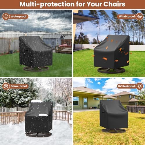 Mrrihand Patio Chair Covers, 2 Pack Outdoor Swivel Lounge Chair Cover, Heavy ...