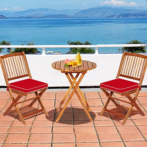 HAPPYGRILL 3 Pieces Patio Bistro Set Table & Chair with Cushions Foldable...
