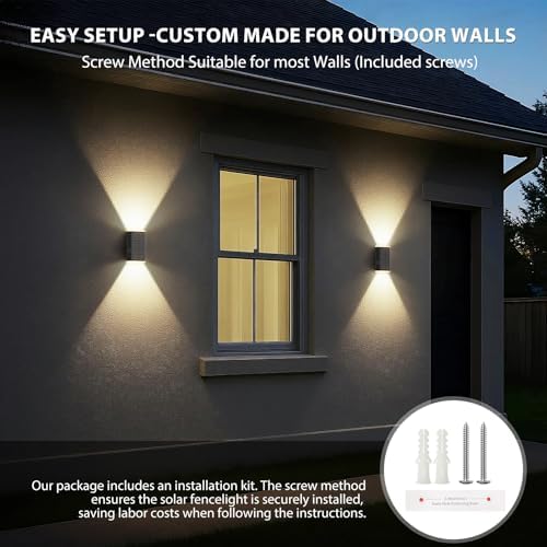 Solar Wall Light Outdoor,3000/4000/6000K 3 Modes Dusk to Dawn Lighting Wall S...
