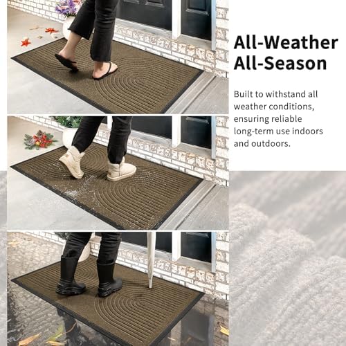 RORA Heavy Duty Door Mat Outside Entrance, Indoor Welcome Doormat 24x36