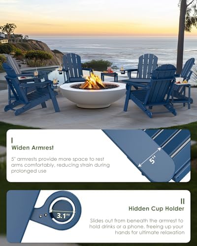 GREENVINES Folding-Adirondack-Chairs Set of 2, HDPE All Weather, Blue
