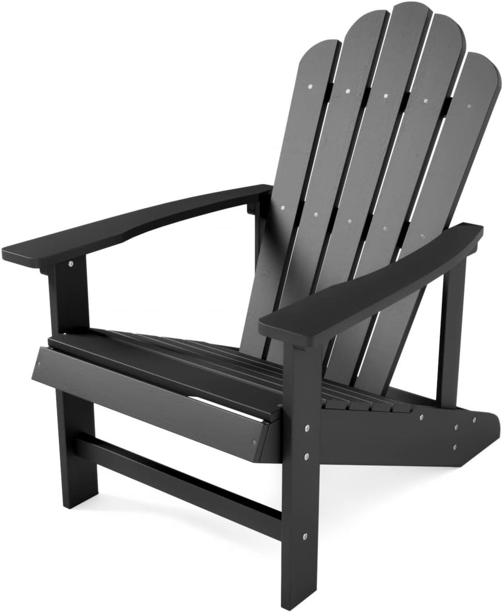 Adirondack Chair, HDPE All-Weather Outdoor Patio Chair, Black