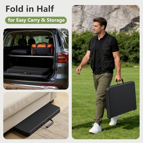 Folding Table, 36 Inch Square Foldable Card Table with Carrying Handle, Heavy...