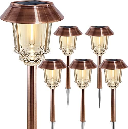 XMCOSY+ Solar Pathway Lights Outdoor - 6 Pack Solar Garden Lights, 10-40 LM D...