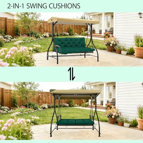 5" Thick Outdoor Porch Swing Cushions 60" Waterproof 3 Seater