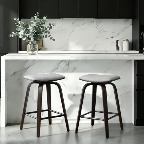 Swivel Bar Stools Set of 2 for Island Kitchen, Modern 26" Backless Count...