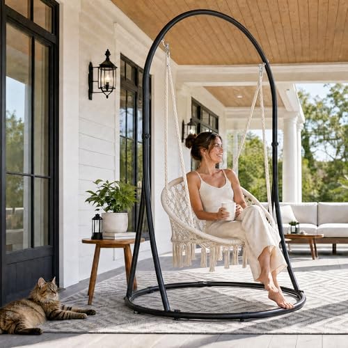 SUNCREAT Hammock Chair with Stand Included, Heavy Duty Hanging Chair with Sta...
