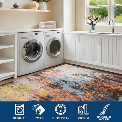 GarveeHome Abstract Area Rugs 5x7 Ultra-Soft Modern Indoor Carpet Yellow
