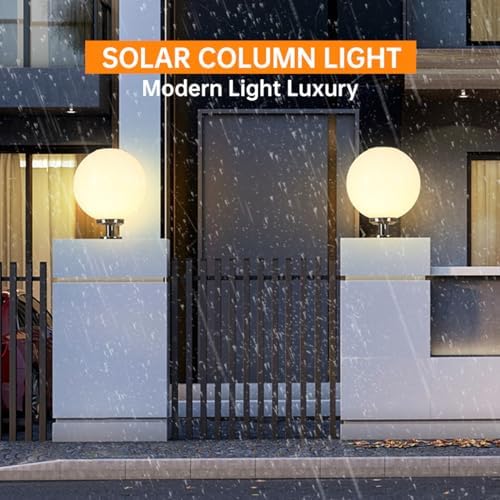 Globe Solar Post Lights Outdoor, 11.8" Waterproof Pillar Light, Column Lamp