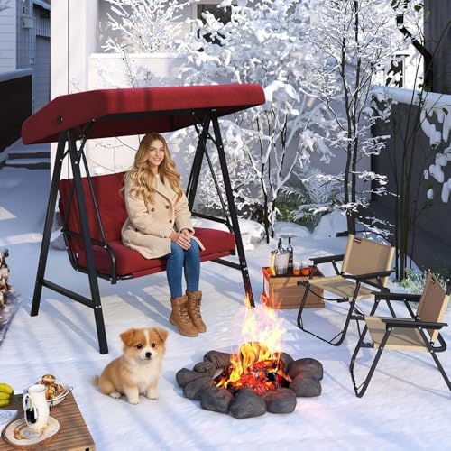 AECOJOY 2-Seat Outdoor Patio Swing Chair with Adjustable Canopy, Porch Swings...