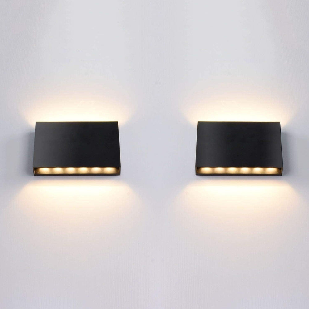 FUDESY LED Wall Sconce, 12W Up Down Outdoor Indoor Lights, Black, 2 Pack