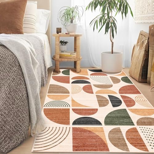 MUJOO 3x5 Rug Washable,Boho Area Rugs Small Non Slip Modern Abstract