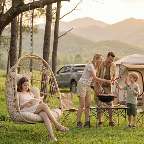 Nicesoul Outdoor Hanging Egg Chair Without Stand, Patio Wicker Swing Egg Bask...