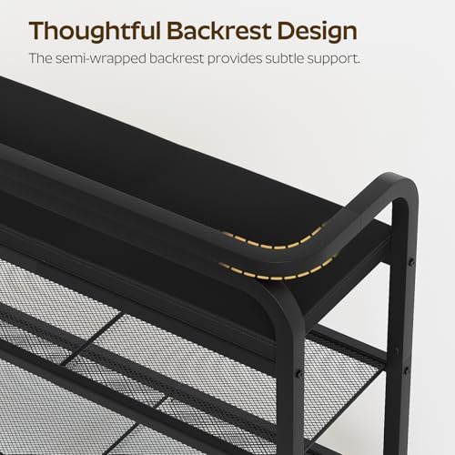 YATINEY Shoe Bench with Backrest, 35.4" Long Entryway Bench, 2-Tier Shoe...