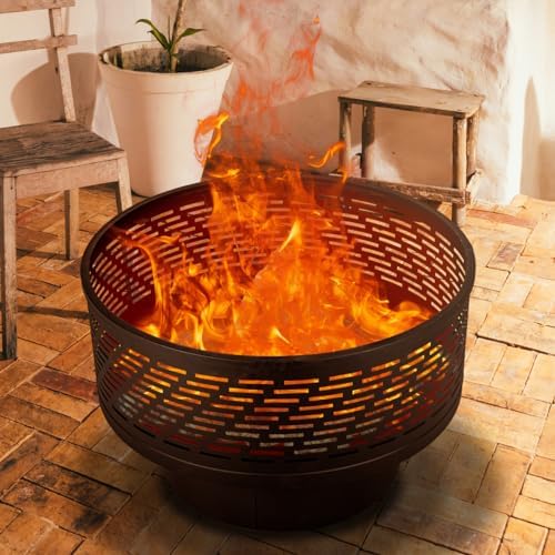 OutVue 26 Inch Wood Burning Fire Pits with Grill & Lid