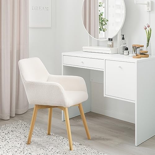 Desk Chair No Wheels Vanity Chair Makeup Chair Comfy Accent Chair for Living ...
