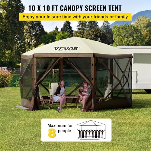 VEVOR Pop Up Gazebo Screen Tent, Pop-Up Instant Gazebo Tents with Mosquito Ne...