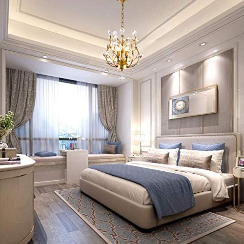 Garwarm 3-Light Gold Crystal Chandelier, Small Chandelier Pendant Light