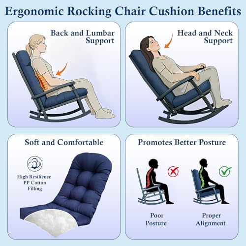 Outdoor Rocking Chair Cushions Printing Waterproof Adirondack Chair Cushion