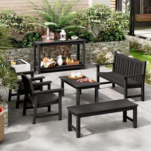 Outdoor Console Table, 48" Weather Resistant HIPS Patio Side Table